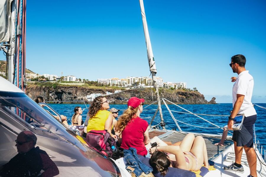 Funchal: Dolphin and Whale Watching by Luxury Catamaran - Onboard comfort: indoor shade, outdoor loungers, and a catamaran feel